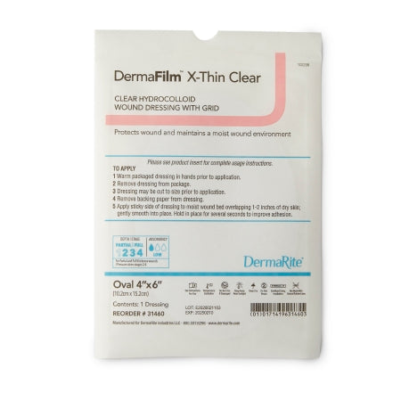 DermaFilm - Hydrocolloid Dressing 4 X 6 Inch Oval Sterile - 31460