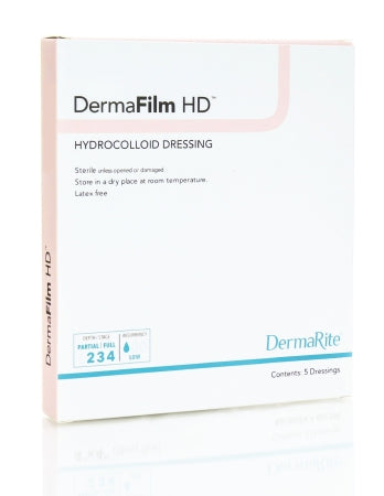 DermaRite Industries DermaFilm Hydrocolloid Dressing 2 X 4 Inch Rectangle Sterile - 31240