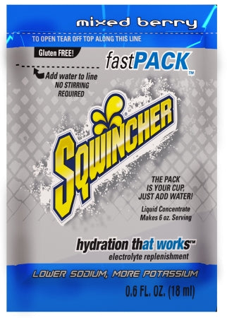 Kent Precision Foods Sqwincher Fast Pack Electrolyte Replenishment Drink Mix Mixed Berry Flavor 6 oz. - X448-MN600