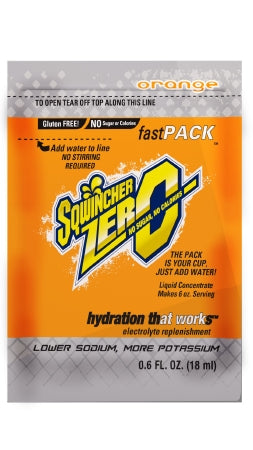 Kent Precision Foods Sqwincher Fast Pack Zero Electrolyte Replenishment Drink Mix Orange Flavor 6 oz. - X458-MN600