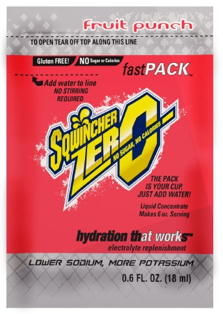 Kent Precision Foods Sqwincher Fast Pack Zero Electrolyte Replenishment Drink Mix Fruit Punch Flavor 6 oz. - X459-MN600