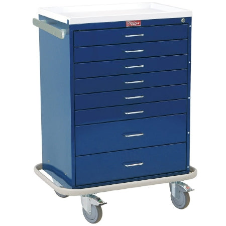 Harloff Anesthesia Cart Steel 22 X 32 X 42.5 Inch 8 Drawers Navy - 6610 NAVY
