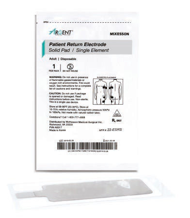 McKesson - Patient Return Electrode Single Without Cord - 22-ESRS