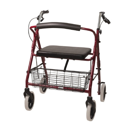 Mabis Healthcare DMI 4 Wheel Rollator Burgundy Lightweight / Extra Wide / Heavy Duty Aluminum Frame - 501-1029-0700