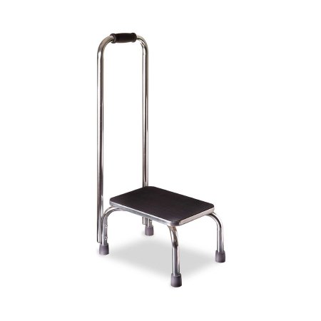 Mabis DMI - Step Stool with Handrail 1 Step Chrome Plated Steel Frame 5-1/4 Inch Step Height - 539-1902-0099