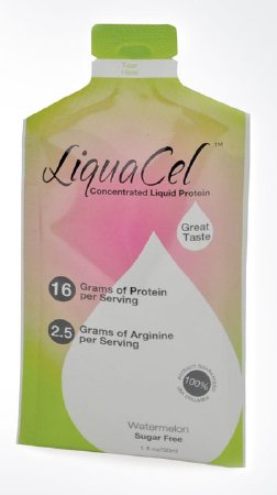 Global Health Products LiquaCel Oral Protein Supplement Watermelon Flavor 1 oz. Individual Packet Ready to Use - GH97