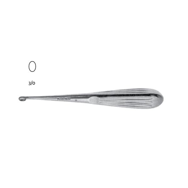 Miltex-Integra Curette Mastoid Spratt-Brun Meister-Hand 6-1/2" #3/0 Oval Cup Tip Ss Ea - MH19-704