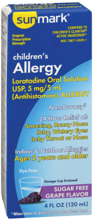 McKesson sunmark Children's Allergy Relief 5 mg / 5 mL Strength Oral Solution 4 oz. - 70677002901