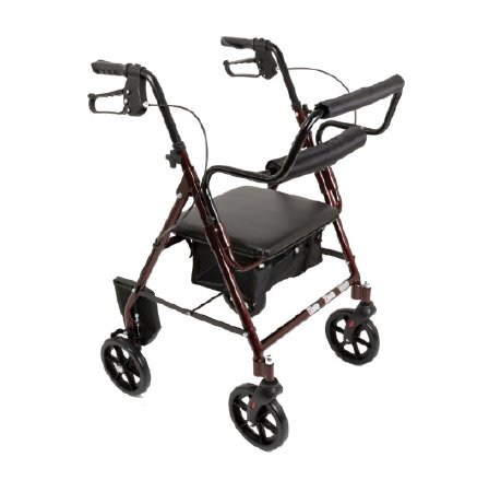 Roscoe Medical 4 Wheel Rollator Probasics Deluxe Burgundy Lightweight Aluminum Frame - RLATBG