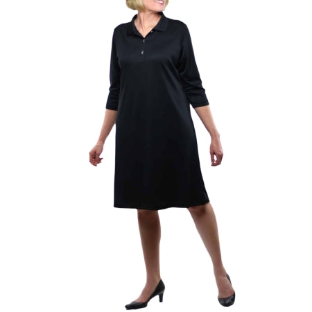 Narrative Apparel - Polo Dress 3/4 Sleeve Black X-Small - WDBPS0125
