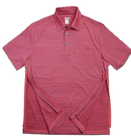 Narrative Apparel AuthoredPerfected Polo Polo Shirt Small Navy / Tomato Red Stripe 1 Pocket Short Sleeves Male - MTPST0292
