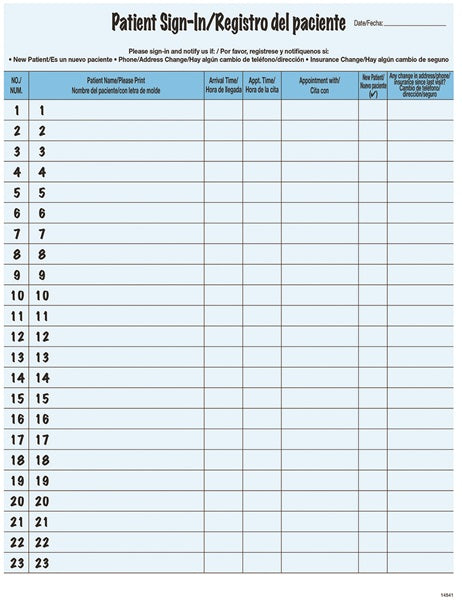 Tabbies Healthcare Forms Patient Sign-In Forms - 8-1/2"W x 11"H, 250 per Pack