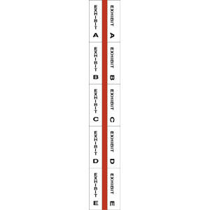 Tabbies Alpha Exhibit Index Tabs, Red Color Edge - 1" in, 5 packs per Box
