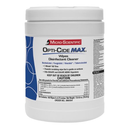 Opti-Cide Max - Surface Disinfectant Cleaner Premoistened Alcohol Based Manual Pull Wipe 160 Count Canister Alcohol Scent NonSterile - M60034