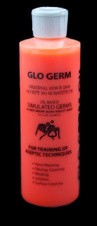 Fisher Scientific Glo Germ Germ Simulator 8 oz. Bottle Orange Powder / Mineral Oil - NC1189784