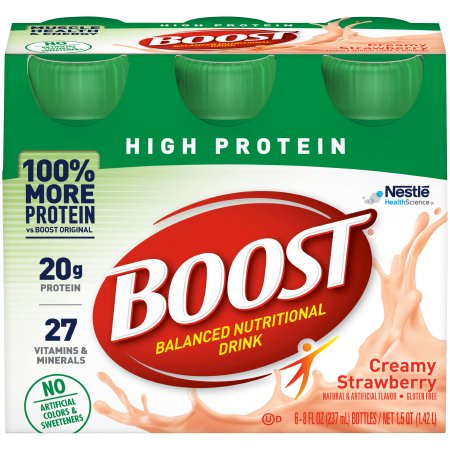 Nestle Healthcare Nutrition Boost High Protein Oral Supplement Creamy Strawberry Flavor 8 oz. Bottle Ready to Use - 12324305