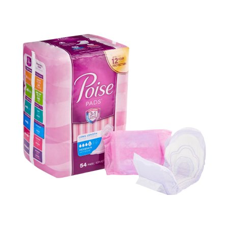 Poise - Bladder Control Pad 12.20 Inch Length Moderate Absorbency Absorb-Loc Core One Size Fits Most Adult Female Disposable - 39299