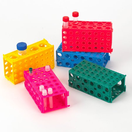 Globe Scientific Tuffblok Test Tube Rack Four 50 mL Tubes, Twelve 15 mL Tubes, Thirty Two 1.5 mL Tubes, Thirty Two 0.5 mL Tubes Blue 2-2/5 X 3-4/5 X 6-3/4 Inch - 456940B