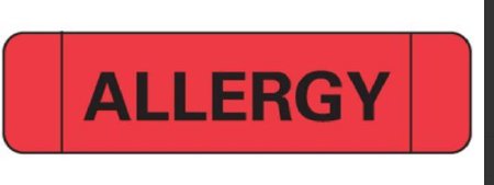 Ident-Alert - Pre-Printed Label Allergy Alert Red Paper Allergy Black Alert Label 3/8 X 1-1/2 Inch - N-3500