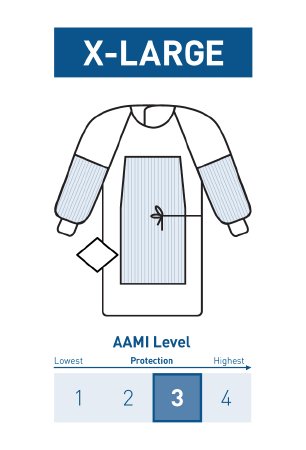 McKesson McKesson Fabric Reinforced Surgical Gown with Towel X-Large Unisex AAMI Level 3 Sterile Blue - 183-I91-4330-S1