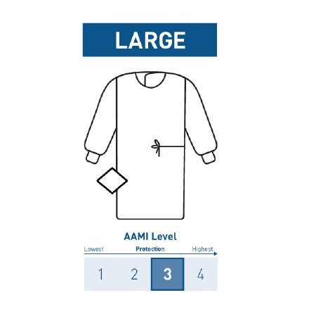 McKesson McKesson Non-Reinforced Surgical Gown with Towel Large Unisex AAMI Level 3 Sterile Blue - 183-I90-7020-S1