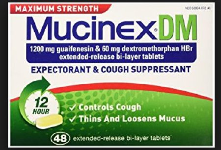 Reckitt Benckiser Mucinex DM Cold and Cough Relief 1,200 mg - 60 mg Strength Tablet 48 per Box - 63824007236