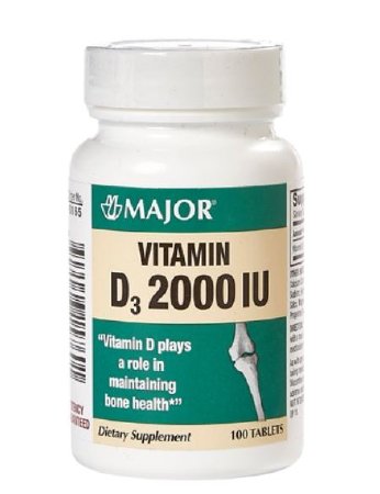 Major Pharmaceuticals Major Vitamin Supplement Vitamin D3 2000 IU Strength Tablet 100 per Bottle - 904615760