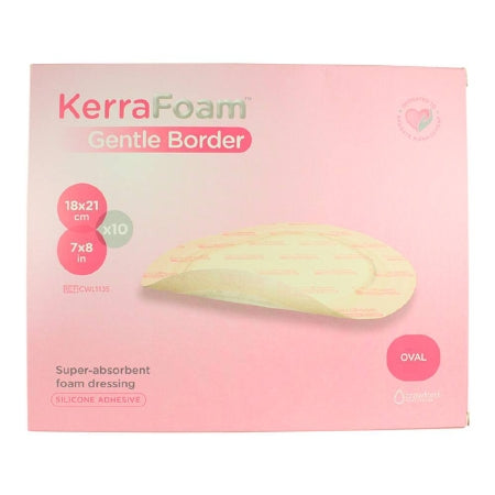 Crawford Healthcare KerraFoam Gentle Border Silicone Foam Dressing 7 X 8 Inch Oval Adhesive with Border Sterile - CWL1135