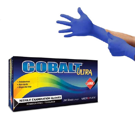 Cobalt Ultra - Exam Glove Large NonSterile Nitrile Standard Cuff Length Textured Fingertips Blue Not Chemo Approved - N173