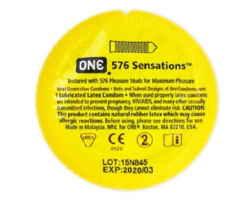 Global Protection Corporation ONE 576 SENSATIONS Condom One Size Fits Most 1000 per Case - 11300C