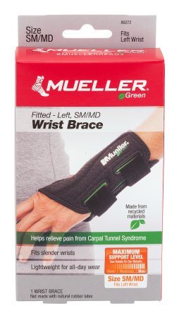 Mueller Green - Wrist Brace Plastic / Spandex Left Hand Black Small / Medium - 86272
