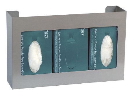 Omnimed - Glove Box Holder Wall Mounted 3-Box Capacity Silver 16 W X 3-3/4 D X 10 H Inch Stainless Steel - 305303-1