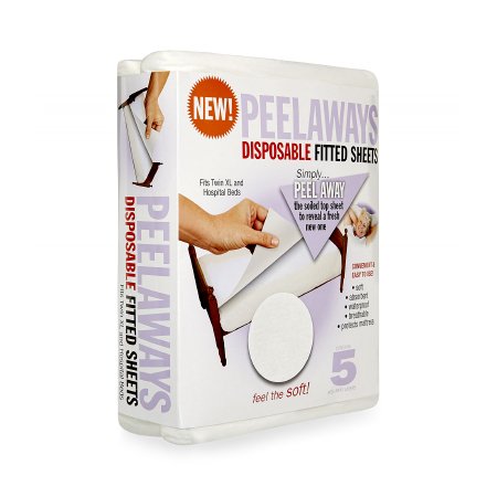 Peelaways 5 Layer - Bed Sheet Fitted Sheet 80 L X 39 W X 9 Inch White Disposable - 150