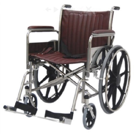 MRIequip.com LLC MRI Non-Magnetic Wheelchair Full Length Arm Removable Arm Style Burgundy 20 Inch Seat Width 250 lbs. Weight Capacity - WC-1004