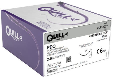 Quill Knotless Tissue-Closure Device, Monoderm - Suture with Needle Absorbable Coated Undyed Suture Barbed Monofilament PDO (Polydioxanone) Size 2 - 0 60 cm Suture 1-Needle 24 mm Length 3/8 Circle Reverse Cutting Needle - VLP-2027