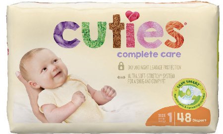 Cuties Complete Care - Unisex Baby Diaper Size 1 Disposable Heavy Absorbency - CCC01