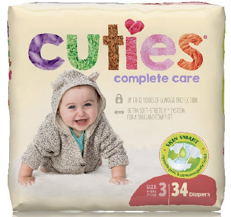 First Quality Cuties Complete Care Baby Diaper Tab Closure Size 3 Disposable Heavy Absorbency - CCC03