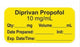 Precision Dynamics PDC Pre-Printed Label Anesthesia Label Diprivan Porpofol 10 m/mL Yellow 3/4 X -1-1/2 Inch - LAN-2-155