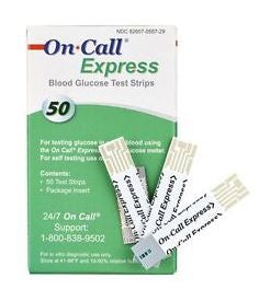 On Call - Blood Glucose Test Strips 50 Strips per Box No Coding Required For Glucose Meters - 755729