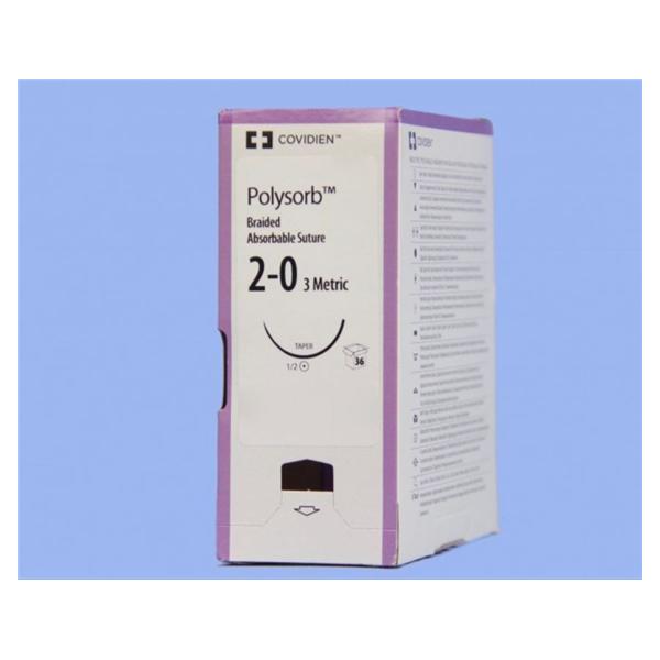 Medtronic MITG-Covidien Suture 2-0 Polyester V-20 Polysorb Undyed 30" Braid 36/Ca - GLS323