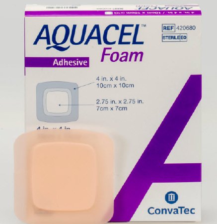 Convatec Aquacel Silicone Foam Dressing 4 X 4 Inch Square Silicone Adhesive with Border Sterile - 420680