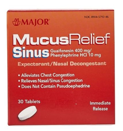 Major Pharmaceuticals Major Cold and Sinus Relief 400 mg - 10 mg Strength Tablet 60 per Box - 904579246