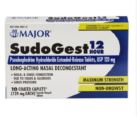 Major Pharmaceuticals Sudogest Allergy Relief 120 mg Strength Tablet 10 per Box - 904580315
