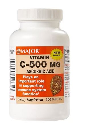 Major - Vitamin C Supplement Ascorbic Acid 500 mg Strength Tablet 300 per Bottle - 00904052372