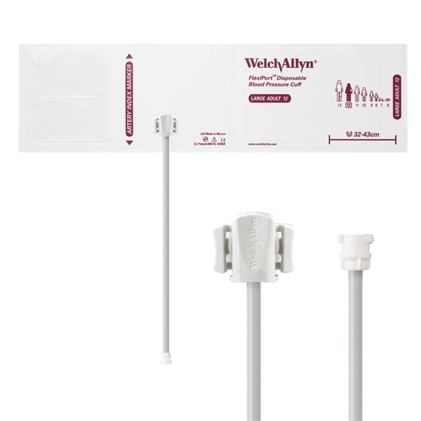Welch-Allyn Cuff Blood Pressure Flexiport 32-43Cm Lg Adlt Size 12 Arm White/Burgundy 20/Pk - SOFT-12-1MQ
