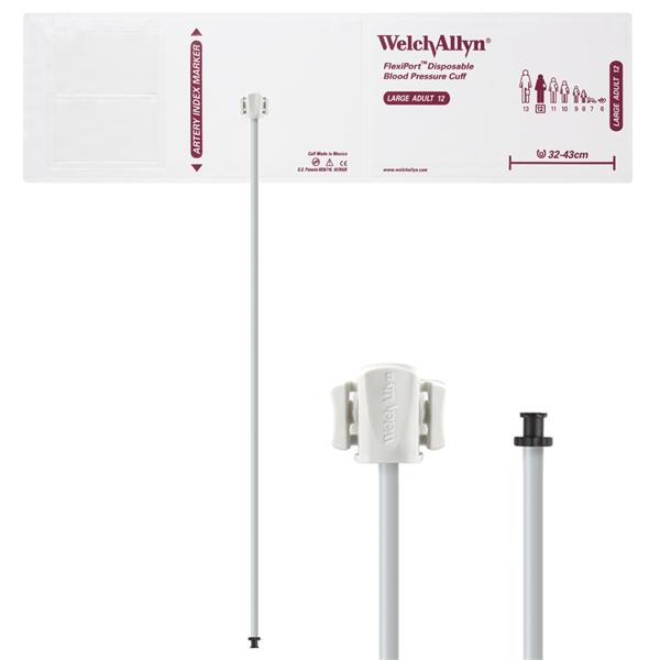 Welch-Allyn Cuff Blood Pressure Flexiport 32-43Cm Lg Adlt Size 12 Arm White/Burgundy 20/Pk - SOFT-12-1TP