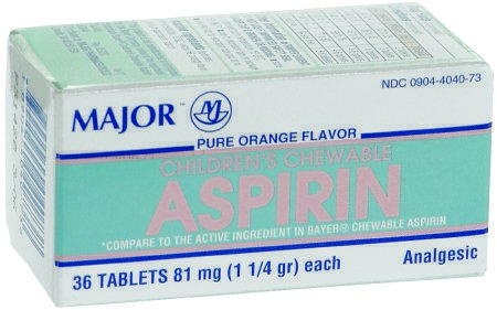 Major Pharmaceuticals Major Children's Pain Relief 81 mg Strength Aspirin Chewable Tablet 36 per Box - 536100836