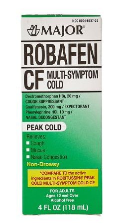 Robafen CF - Cold and Cough Relief 10 mg - 100 mg - 5 mg / 5 mL Strength Liquid 4 oz. - 00904653720