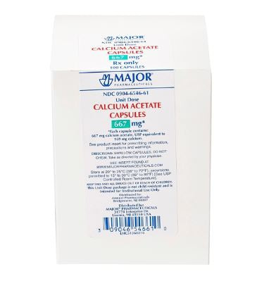 Major Pharmaceuticals Major Joint Health Supplement Calcium Acetate 667 mg Strength Capsule 100 per Bottle - 904654661
