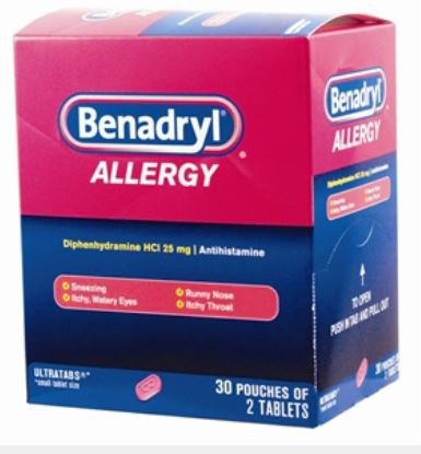 RJ General Benadryl Allergy Relief 25 mg Strength Tablet 30 per Box - 65513